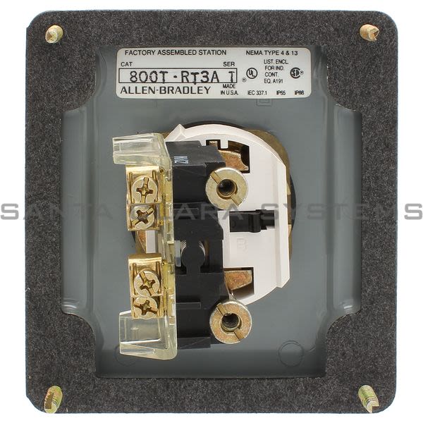 Allen Bradley 800T-RT3A Station,Assem Pushbutton 600V AC Max 10 amp Max Product Image