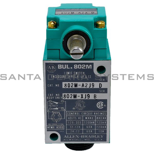 Allen Bradley 802M-A2J9  Pre-Wired Factory Sealed Limit Switch Lever Type Ccw 2 Circuit Product Image