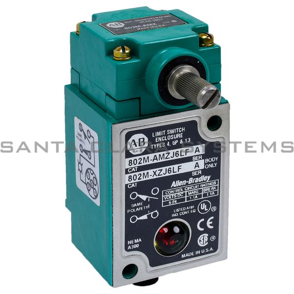Allen Bradley 802M-AMZJ6LF Pre-Wired Factory Sealed Limit Switch Lever Type Maintained 2 Circuit Product Image
