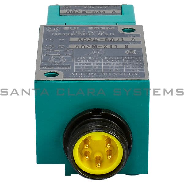 Allen Bradley 802M-BAJ1 Pre-Wired Factory Sealed Limit Switch Rod Type Adj. Top Push 2 Circuit Product Image