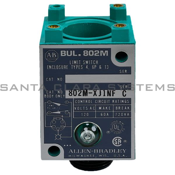 Allen Bradley 802M-XJ1NF Pre-Wired Factory Sealed Limit Switch Switch Only 2 Circuit 120V Pilot Light Product Image