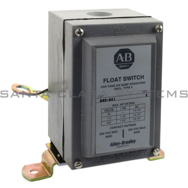 Allen Bradley 840-A42 Automatic Float Switch Style A Tank or Sump Operation 2 N.C. Contacts NEMA Type 4 Product Image