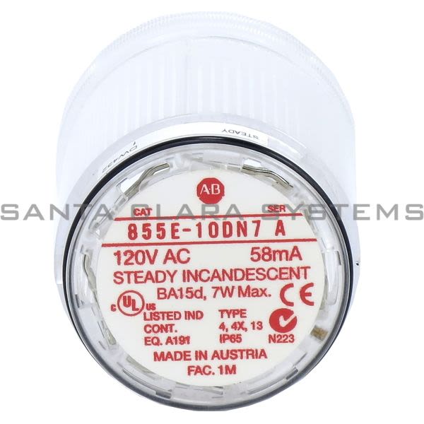 Allen Bradley 855E-10DN7 Steady Incandescent 120V Clear Product Image