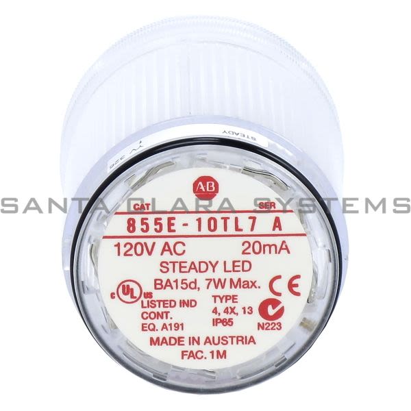Allen Bradley 855E-10TL7 Steady Stacklight | LED Clear Product Image