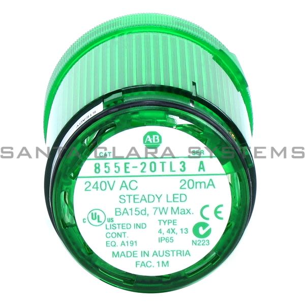 Allen Bradley 855E-20TL3 Control Tower Stack Light | Steady Green LED Product Image