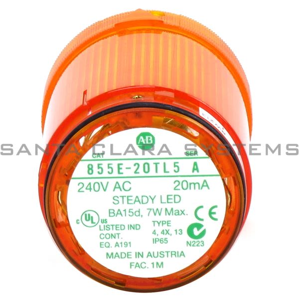 Allen Bradley 855E-20TL5 Control Tower Stack Light | Steady Amber LED Product Image