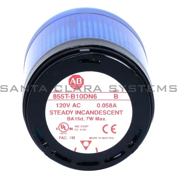 Allen Bradley 855T-B10DN6 Control Tower Stack Light | Blue Steady Product Image