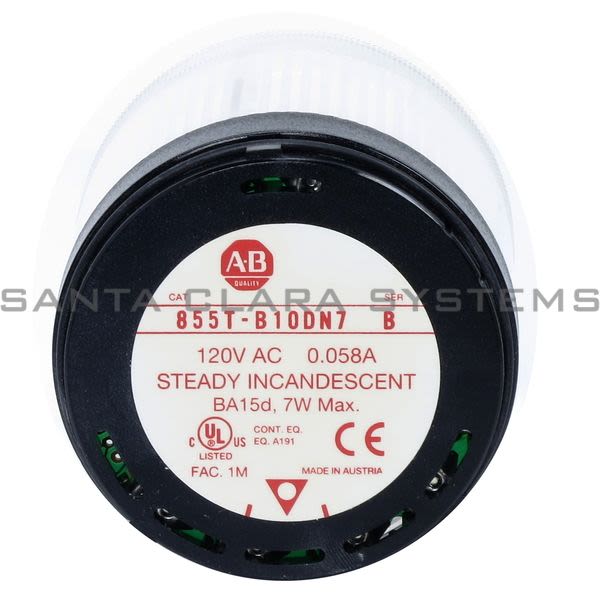 Allen Bradley 855T-B10DN7 Stack Light Clear 120VAC 7W. Steady Product Image