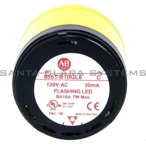 Allen Bradley 855T-B10GL8 Tower Light Module Yellow Product Image