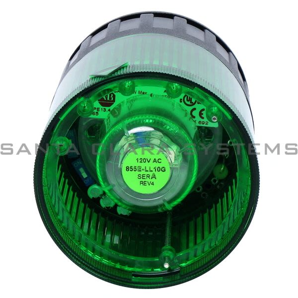 Allen Bradley 855T-B10TC3 Control Tower Stack Light | Green Steady LED With Sound Product Image