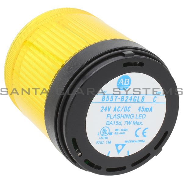 Allen Bradley 855T-B24GL8 Control Tower Stack Light | Yellow Flashing LED Product Image