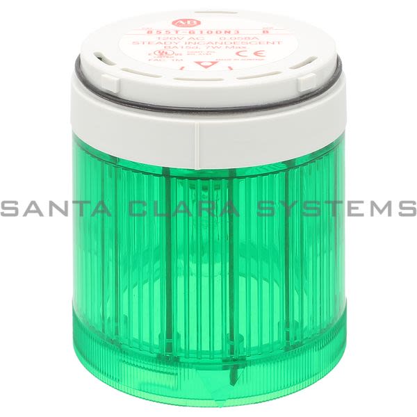 Allen Bradley 855T-G10DN3 Control Tower Stack Light | Green Steady Incandescent Product Image