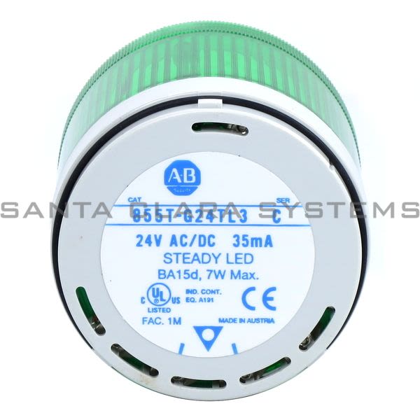 Allen Bradley 855T-G24TL3 Green Steady LED Product Image