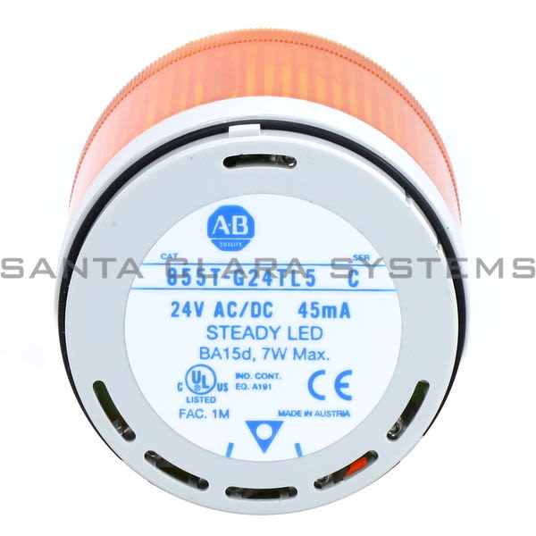 Allen Bradley 855T-G24TL5 Amber Steady LED Product Image