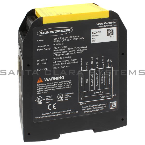 SC262E85067 Banner Safety Controller Santa Clara Systems