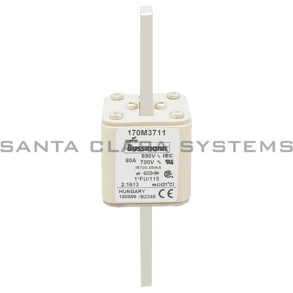 Bussmann 170M3711 80A 700V AC DC Fuse Square Bolt-Mount Product Image