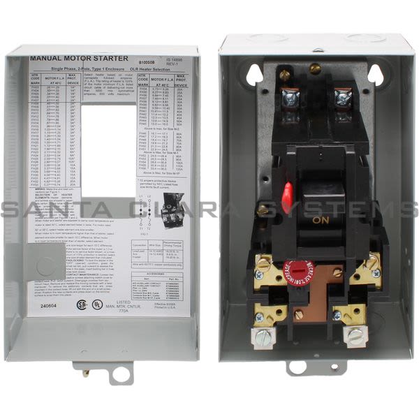 Cutler-Hammer B100S0B Starter | 2-Pole Non-Reversing Manual Size-0 | Eaton Product Image