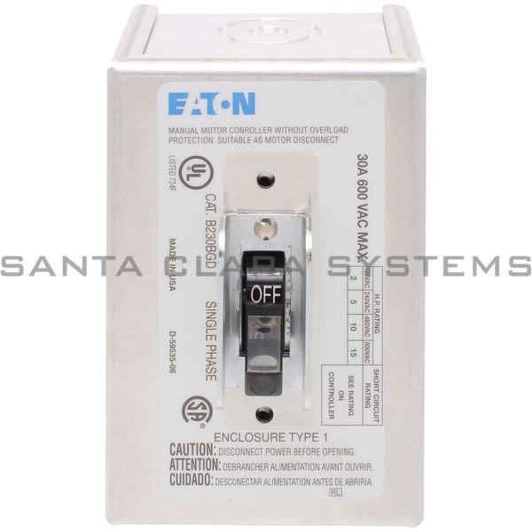 Cutler-Hammer B230BGD Manual Motor Starter Product Image