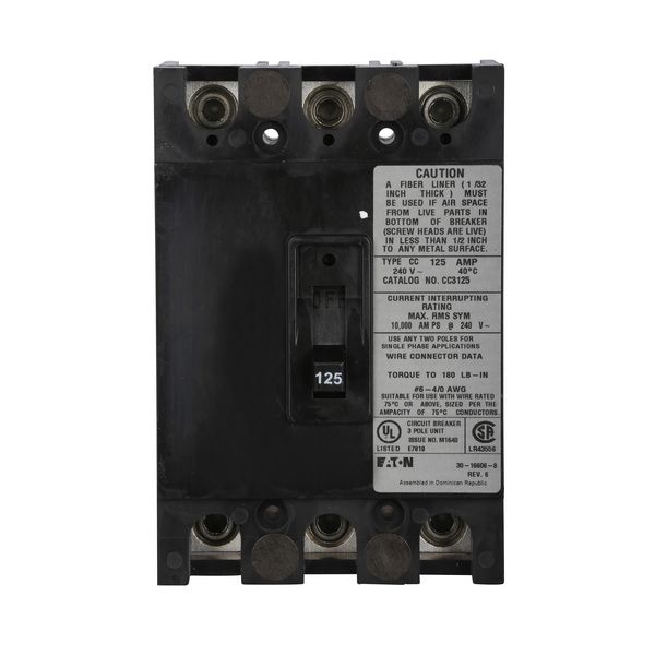 Cutler-Hammer CC3125 Circuit Breaker 125amp 3Pole | Eaton Product Image