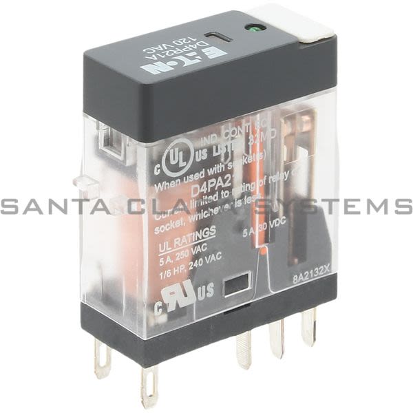 Cutler-Hammer D4PR21A Relay DPDT W/ Indicator Light Coil 120-VAC | Eaton Product Image
