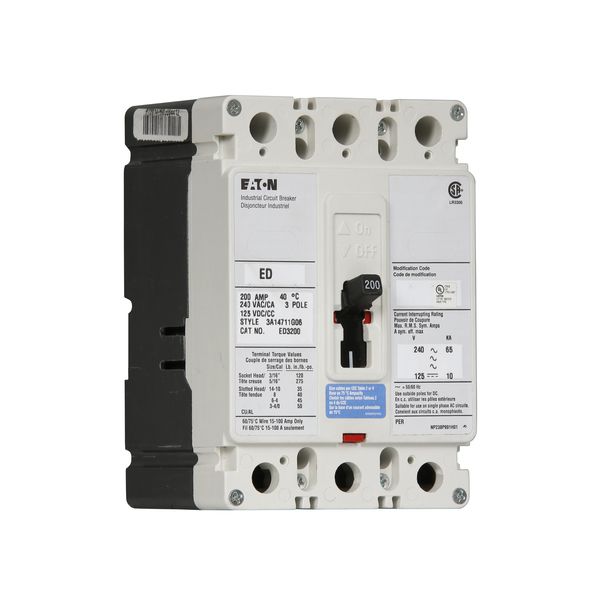 Cutler-Hammer ED3200L Circuit Breaker 3-Pole 200-AMP | Eaton Product Image