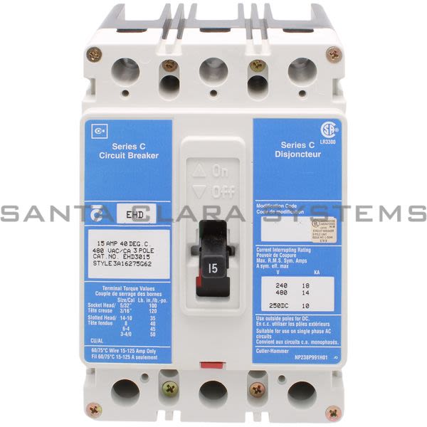 Cutler-Hammer EHD3015 Circuit Breaker 15-AMP 3-Pole | Eaton Product Image