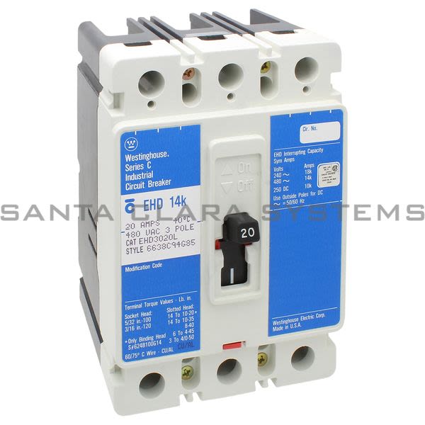 Cutler-Hammer EHD3020L Circuit Breaker 20-AMP 3-Pole W/Lugs | Eaton Ehd-3020L Product Image
