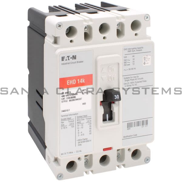 Cutler-Hammer EHD3030L Circuit Breaker 30amp 3Pole | Eaton Product Image
