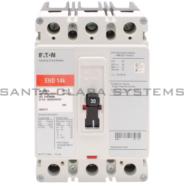 Cutler-Hammer EHD3030L Circuit Breaker 30amp 3Pole | Eaton Product Image