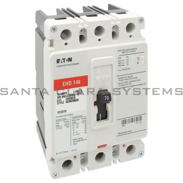 Cutler-Hammer EHD3070 Circuit Breaker 70-AMP 3-Pole | Eaton Product Image