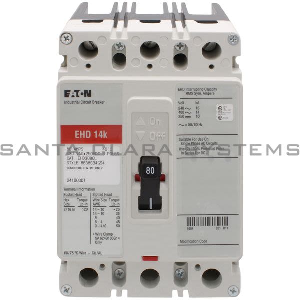 Cutler-Hammer EHD3080L Circuit Breaker 90-AMP 3-Pole | Eaton Product Image
