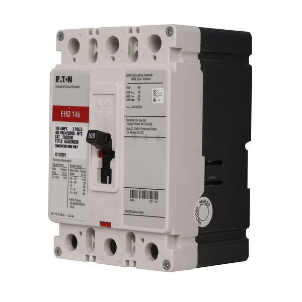 Cutler-Hammer EHD3100 Circuit Breaker 100amp 3Pole | Eaton Product Image