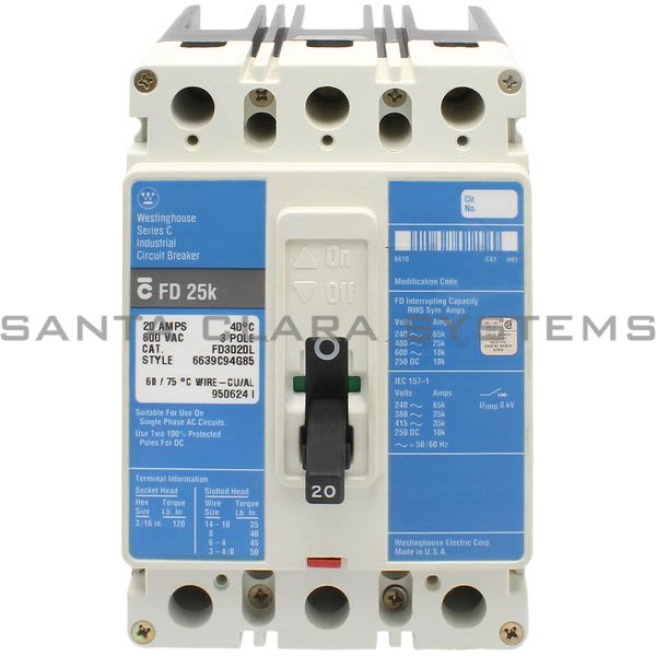 Cutler-Hammer FD3020L Circuit Breaker Product Image
