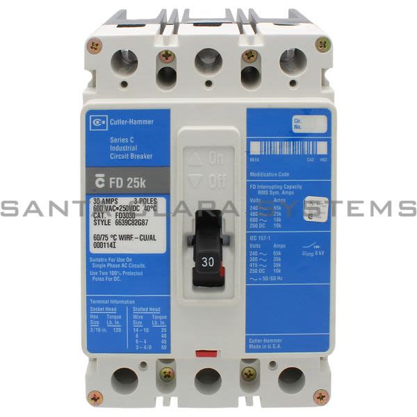 Cutler-Hammer FD3030 Circuit Breaker 30-AMP 3-Pole | Westinghouse Product Image