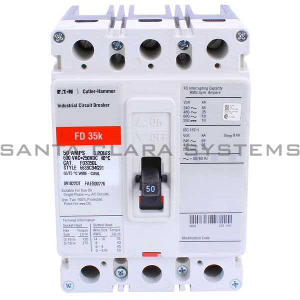 Cutler-Hammer FD3050L Circuit Breaker 50-AMP 3-Pole | Eaton Product Image