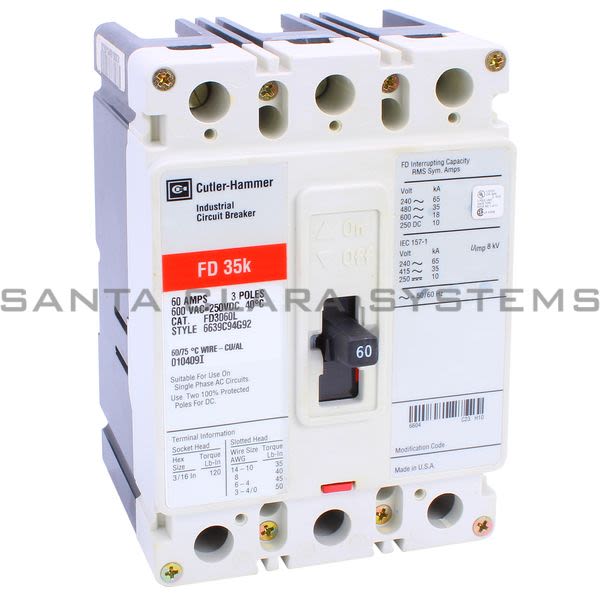 Cutler-Hammer FD3060L Circuit Breaker | 60-AMP 3-Pole | Eaton Product Image