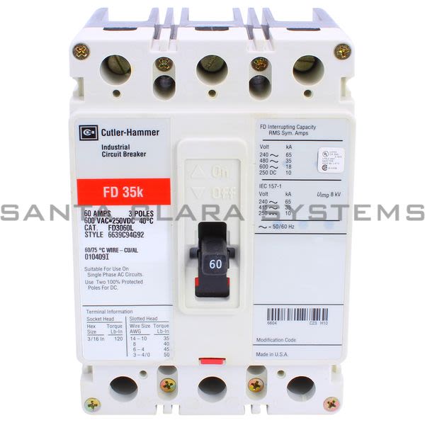Cutler-Hammer FD3060L Circuit Breaker | 60-AMP 3-Pole | Eaton Product Image