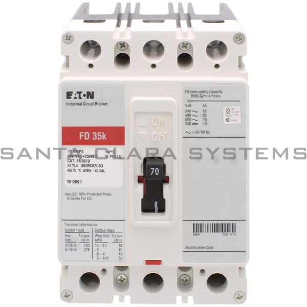 Cutler-Hammer FD3070 Circuit Breaker 70-AMP 3-Pole | Eaton Product Image