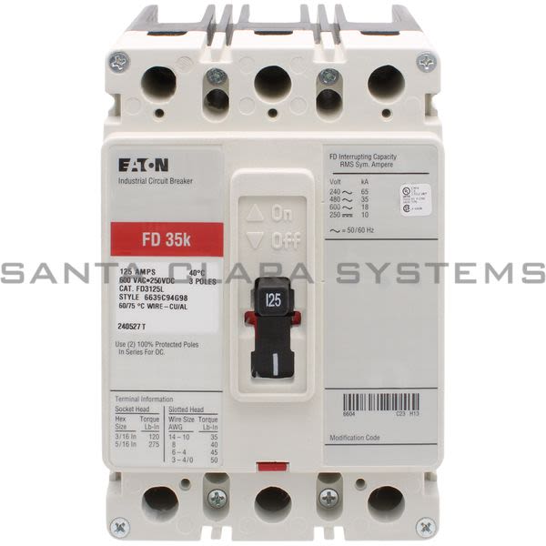 Cutler-Hammer FD3125L Circuit Breaker 125-AMP 3-Pole | Eaton Product Image