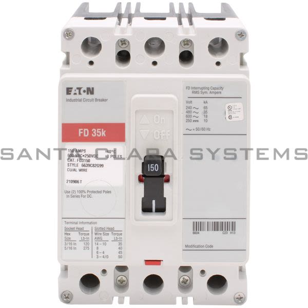Cutler-Hammer FD3150 Circuit Breaker | 150-AMPS 3-Pole 600-VAC | Eaton Product Image