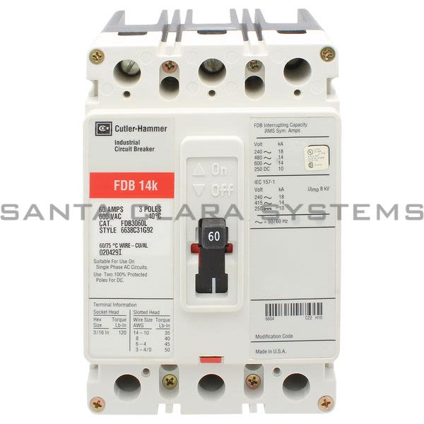 Cutler-Hammer FDB3060L Circuit Breaker Product Image