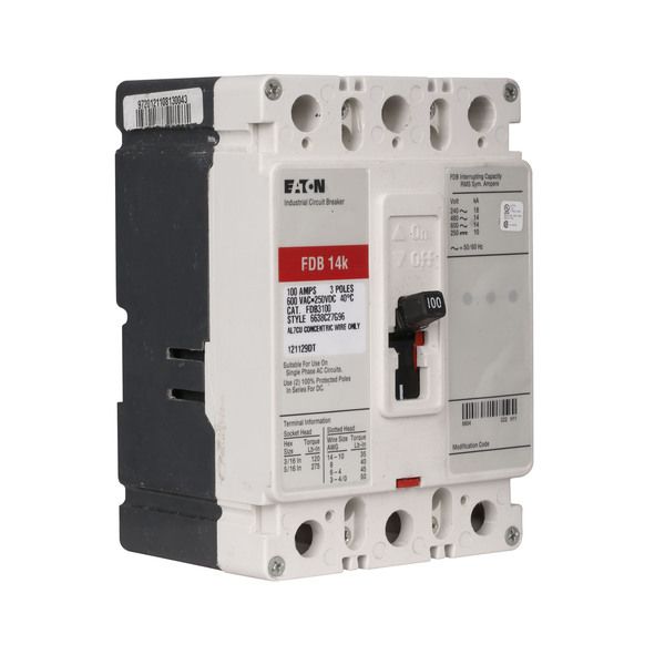 Cutler-Hammer FDB3100 Circuit Breaker 100-AMP 3-Pole | Eaton Product Image