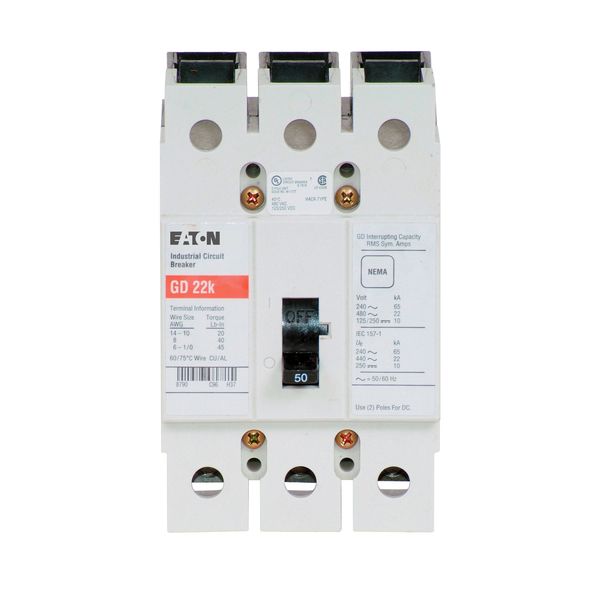 Cutler-Hammer GD3050 Circuit Breaker 50-AMP 3-Pole | Gd-3050 Product Image