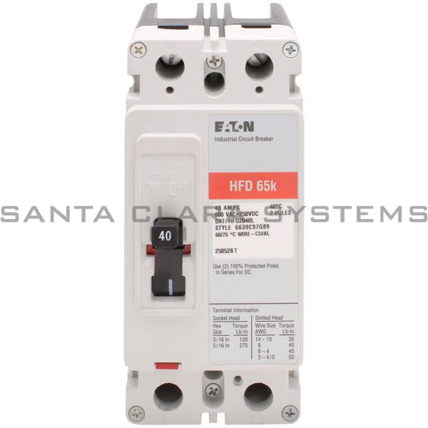 Cutler-Hammer HFD2040L Circuit Breaker Product Image