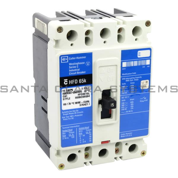 Cutler-Hammer HFD3015L Circuit Breaker | 15-AMPS 3-Pole | Eaton Product Image