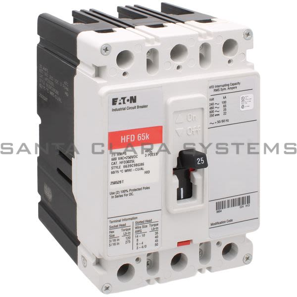 Cutler-Hammer HFD3025L Circuit Breaker 25amp 3Pole | Eaton Product Image