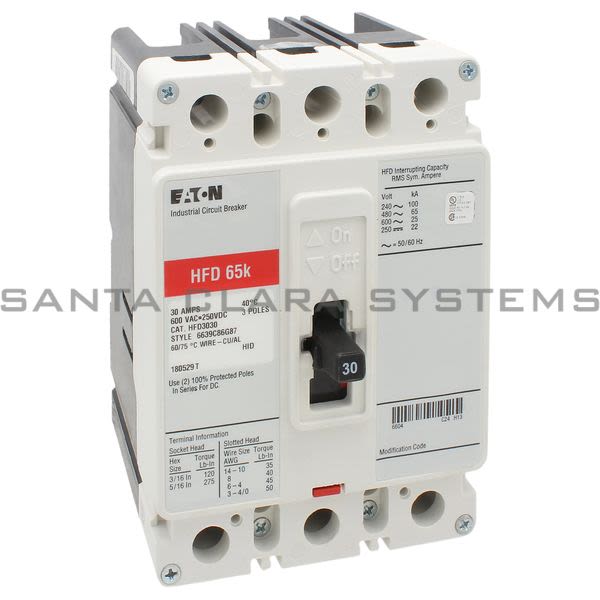 Cutler-Hammer HFD3030 Circuit Breaker | 30-AMP 3-Pole 600-VAC | Eaton Product Image