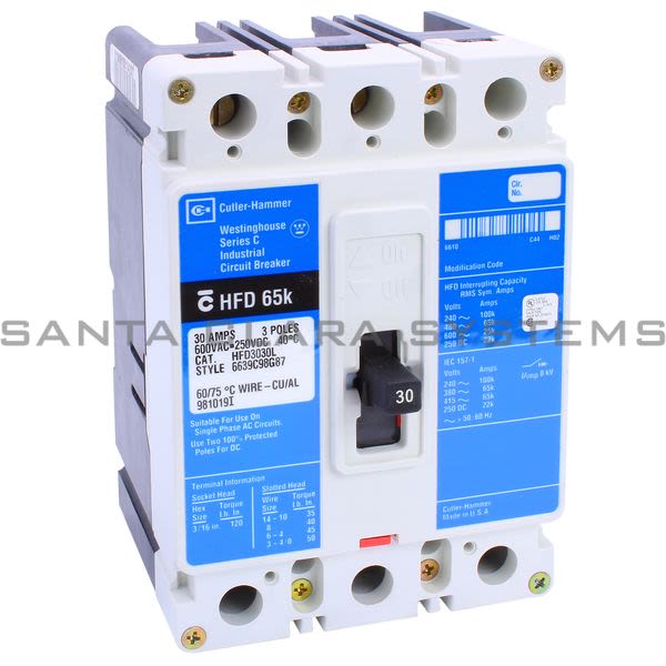 Cutler-Hammer HFD3030L Circuit Breaker 30-AMP 3-Pole | Eaton Product Image