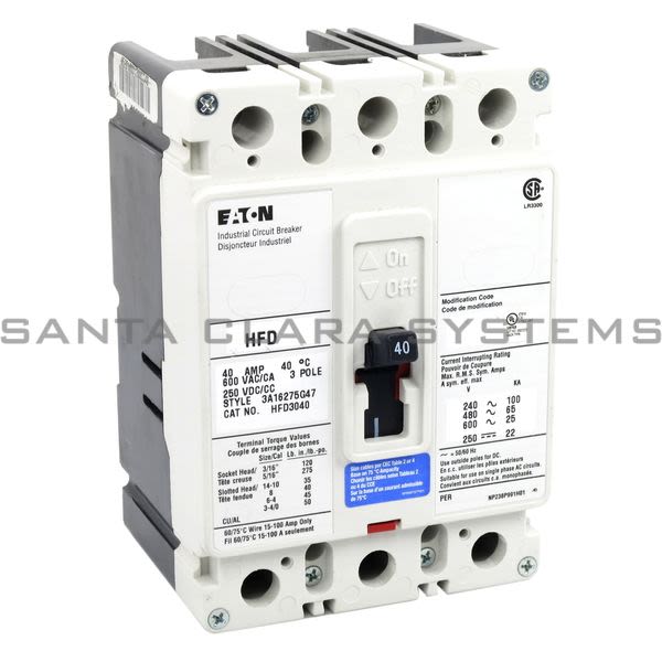 Cutler-Hammer HFD3040 Circuit Breaker 3 Pole 40 amp Product Image