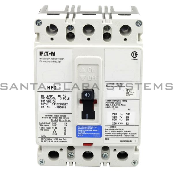 Cutler-Hammer HFD3040 Circuit Breaker 3 Pole 40 amp Product Image